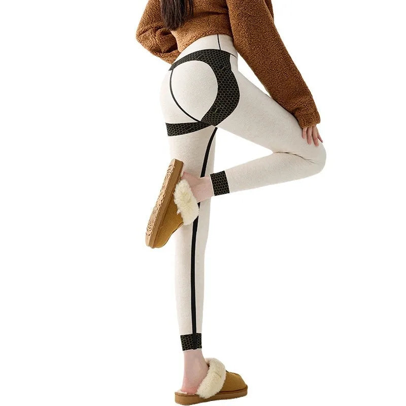 BIVIGAOS New Autumn Winter Cashmere Velvet Shark Leggings Women Red No-trace Thickened High Waist Butt Lifting Warm Leggings.