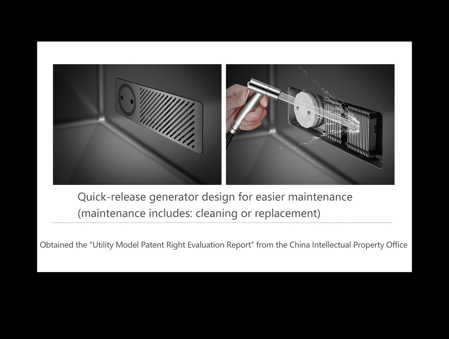 ASRAS Kitchen Sink Stainless Steel Nano Grey Kitchen Sink with Built-in Food Purifier, Hidden Cover & Adjustable Lift Faucet