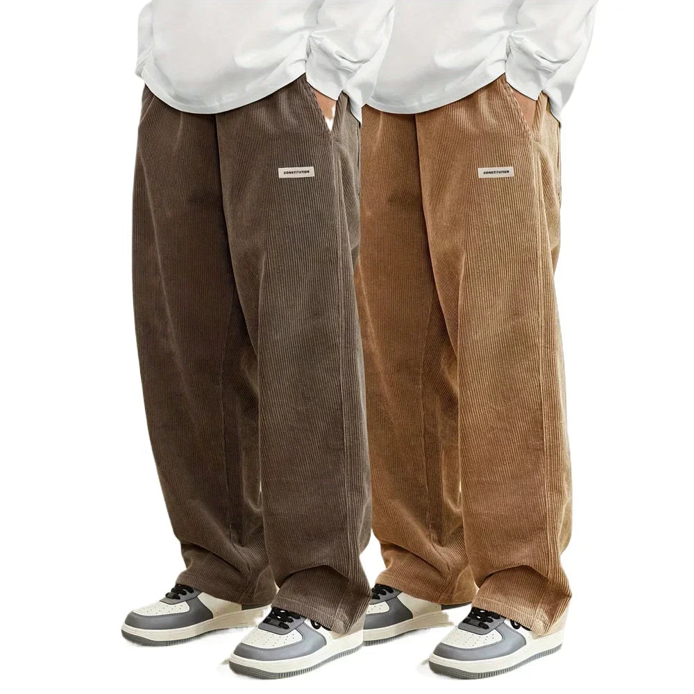 Corduroy pants men clothing Sweatpants Loose-Fit Casual Pants man baggy hosen Regular Length Trousers men cargo pants women.