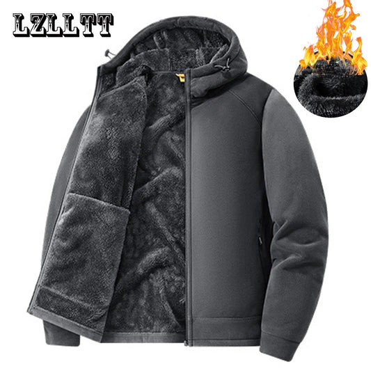 Winter Men Fleece Warm Jackets Mens Windproof Thick Jackets Parkas Coats Men Hooded Casual Outwear Jackets Male LZLLTT.