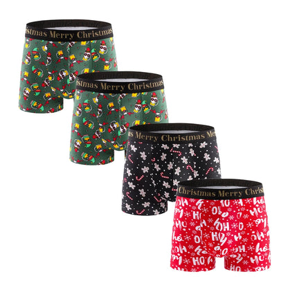 4 stücke Weihnachten Schlüpfer der Männer Baumwolle Shorts Marke Druck Männer Unterhosen Brief Bund Boxer Briefs Sexy Unterwäsche Männer Boxer