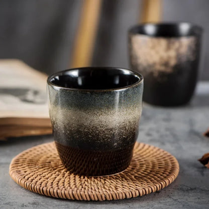Japanese Ceramic TeaCup Stoneware Mug Soup Cup for Tea Ceremony Minimalist Style Hotel Home Decoration Heat-resistant Thickened.