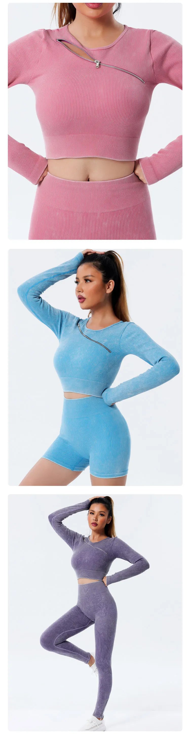 Yoga Suit High Waist Leggings Running Training Tights Sports Outfits Long Sleeve Crop Top Bra Seamless Fitenss Set Fitness Wear