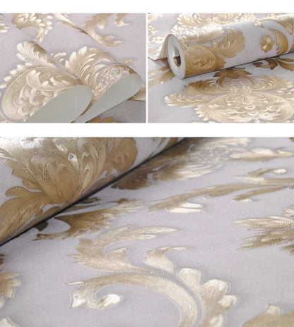 1 Rolle 53 cm breite antike Goldtapete Wohnzimmer Schlafzimmer wasserdichter PVC-Wandaufkleber Heimdekoration Europäische Tapete