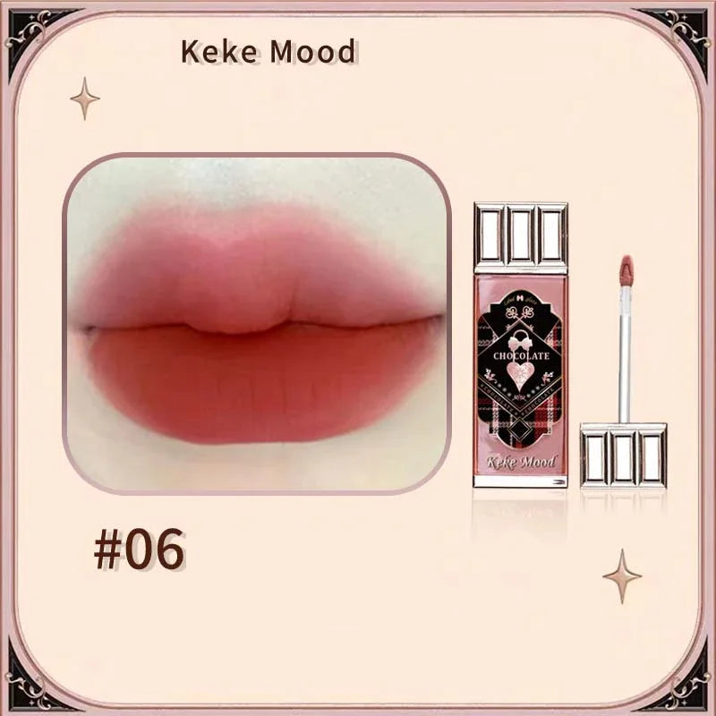 Chocolate Cloud Matte Lipstick Velvet Lip Gloss Brown Red Liquid Lip Glaze Makeup Smooth Long-Lasting Lip Tint Cosmetics.