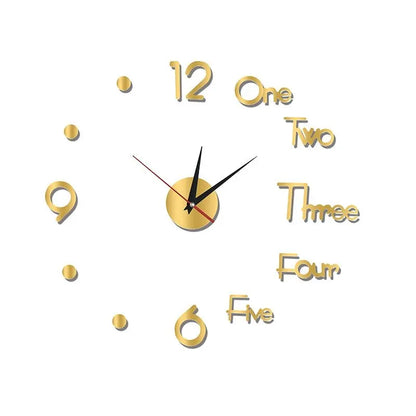 3D DIY Silent Wanduhr Schwarz/Gold/Silber Einfache moderne stanzfreie Wandaufkleberuhr