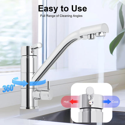 3 in 1 Water Filter Tap 360° Rotatable Three-Way Kitchen Faucet Osmosis System Tap Kitchen Water Filter Fitting 22*20cm