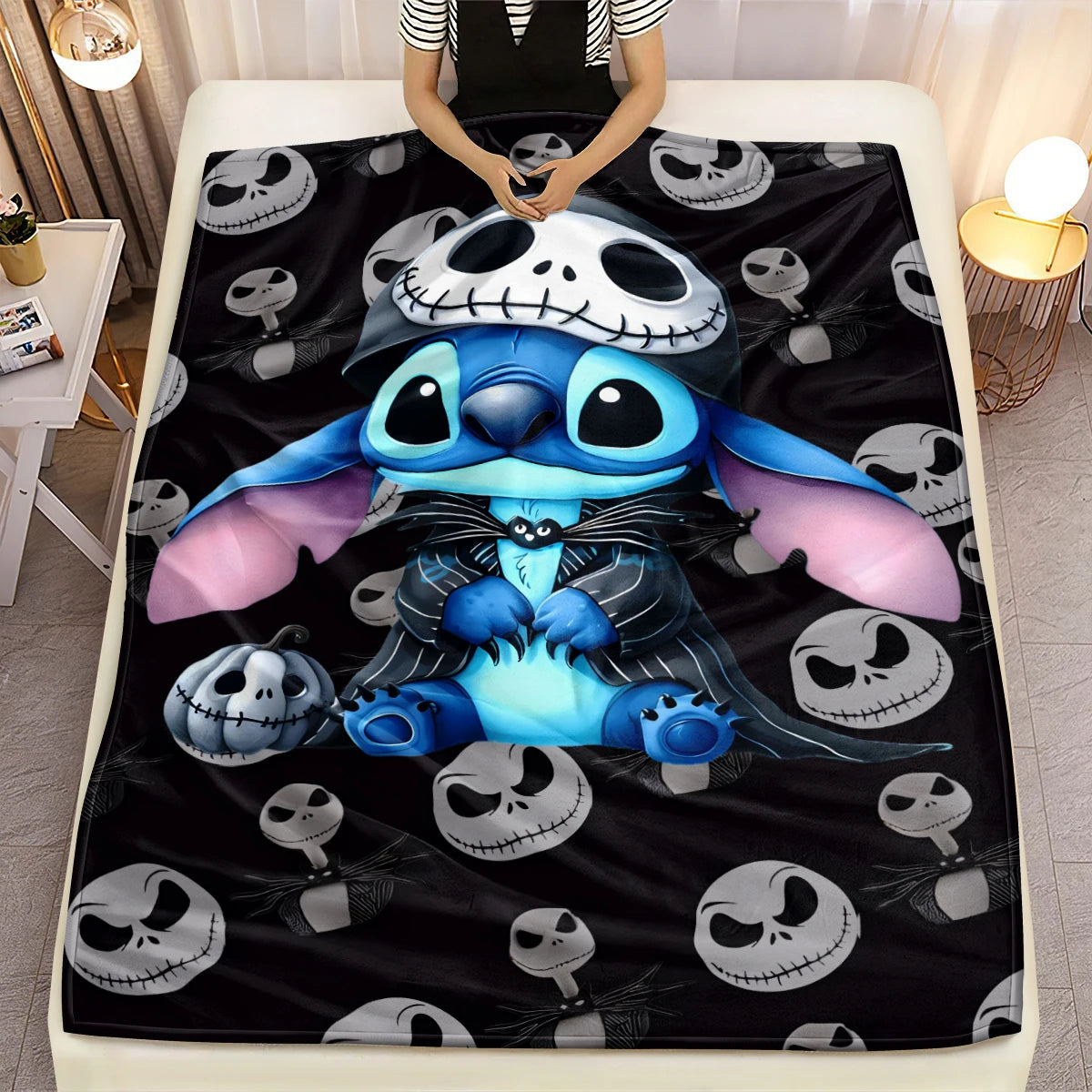 Lilo & Stitch, Stitch Printed Sofa Soft Warm Flannel Throw Blanket.Office,Camping,Picnic,Outdoors,Nap Cape,Bedroom Blankets.
