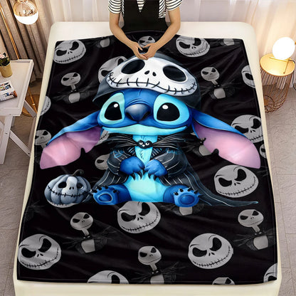 Lilo & Stitch, Stitch Printed Sofa Soft Warm Flannel Throw Blanket.Office,Camping,Picnic,Outdoors,Nap Cape,Bedroom Blankets.