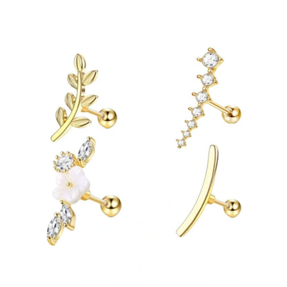 1/4/6/8Pcs 16G Stainless Steel Screw Back Stud Earrings for Women,Cubic Zerconia Cartilage Conch Helix Ear Piercing Jewelry.