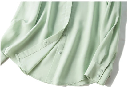 SuyaDream Damen-Seidenhemden, 100 % echte Seide, solide, langärmelige, schicke Blusen mit Knöpfen, 2025, Frühling, Sommer, Büro-Dame-Top, Weiß