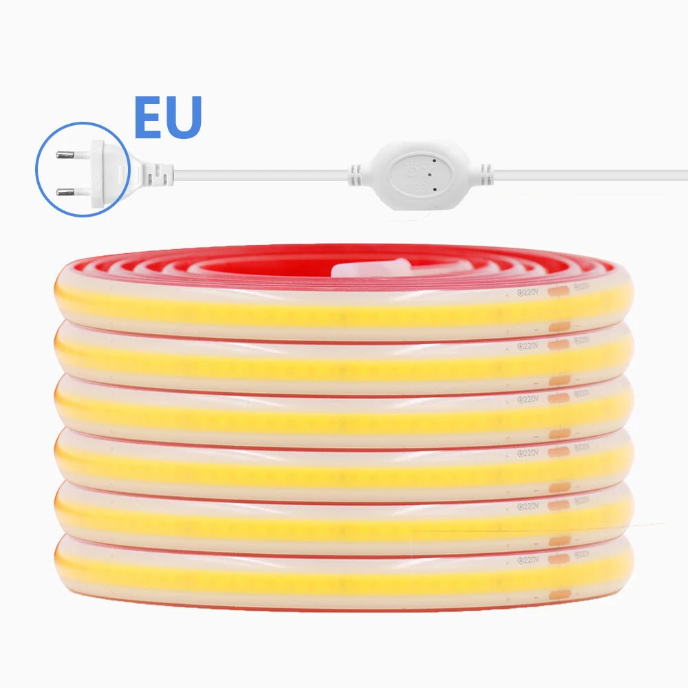 COB LED Streifen Licht Dimmer Schalter EU UK Power Kit 220V 230V 3000K 4000K 6000K 288LED Helle Flex Band Wasserdichte Lineare Beleuchtung