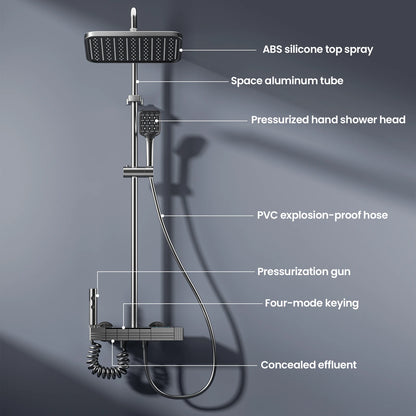 Bathroom Shower System LED Light Shower Head Set Brass Mirror Thermostatic Bathtub Faucet Digital Display Hot & Cold Showers