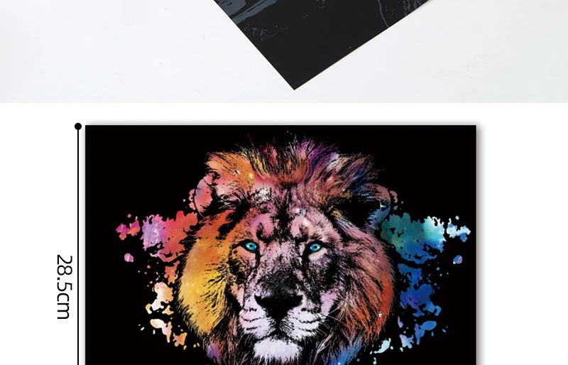 2 Sheets Animal Scratch Art Paper Set with Stylus DIY Rainbow Craft Lion Unicorn Cat Dog Painting Toy Creative Kids Adults Gift.