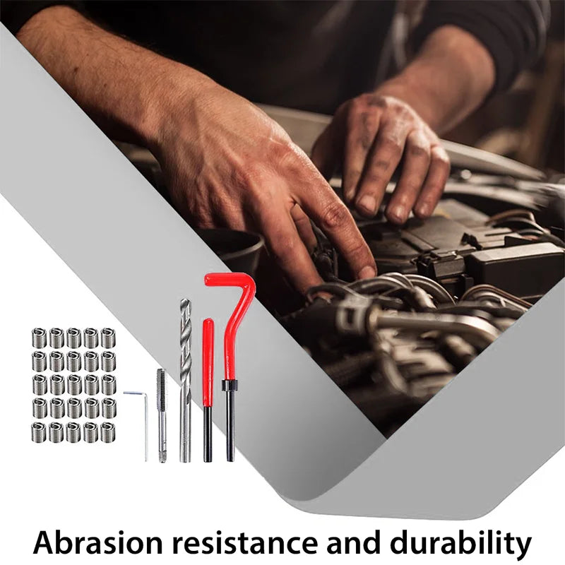 131-teiliges Gewindereparatur-Werkzeug-Set M5/M6/M8/M10/M12 Handwerkzeug zur Wiederherstellung beschädigter Gewindeschraubenschlüssel Spiralbohrer