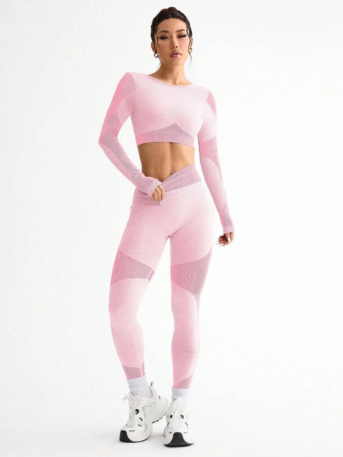 2pcs Hot-selling New Sports Tight Running Breathable Seamless Yoga Suit Women's Outdoor Fitness Suit Women's.