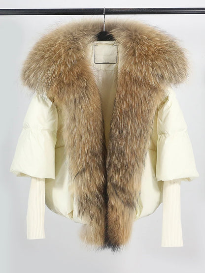 Lose Natürliche Echt Fox Pelz Kragen Mantel Dicke Neue Europäische Mode Weiße Ente Unten Jacke Winter Frauen Warme Luxus Oberbekleidung