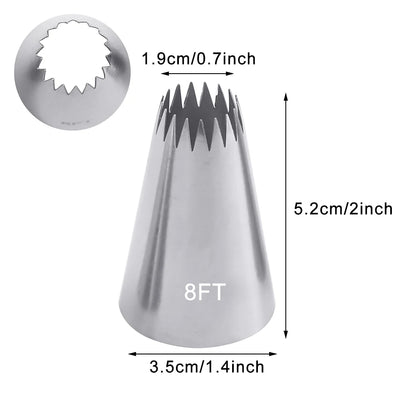 7FT 8FT 9FT Cake Decorating Tips Set Russian Open Star Piping Nozzles Tips Cupcake Cookies Icing Piping Pastry Nozzles.