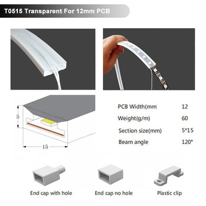 Waterproof Silicone Neon Cover Tube Flexible Soft Silica Gel for WS2811 WS2812B 5050 COB LED Strip Light Multiple Length 1m-5m