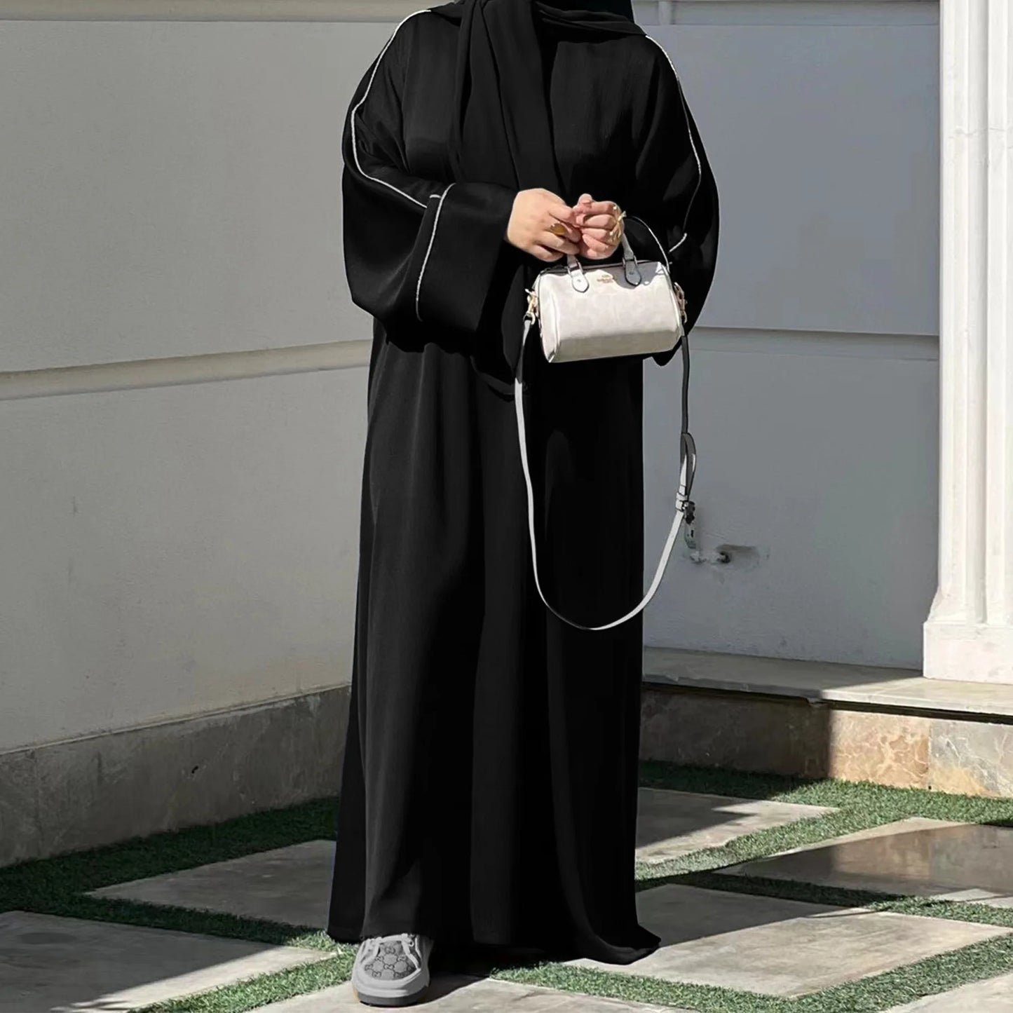 Ramadan Satin Abaya Damen Dubai Modest Dress Islam Muslim Kaftan black abayas For Women Kebaya Vestidos Robe Femme Musulmane.