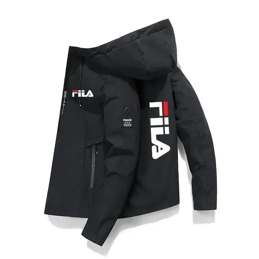 Men's 2025 printed high-quality zipper hooded baseball jacket, four-autumn jacket, trendy men's windproof zipper jacket, casual.