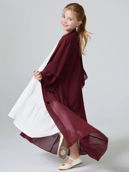 Ramadan  Muslim kids Girls Abaya Solid Long Kaftan abaya enfant Robe Dress Kebaya Kids Clothes For Gift (Without Hijab).
