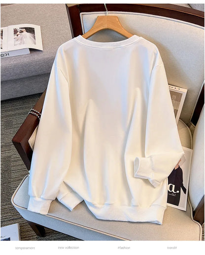 170 kg Plus Größe Damen Büste 170 Frühling Herbst Lose Langarm Druck Brief Pullover Sweatshirts 4XL 5XL 6XL 7XL 8XL 9XL