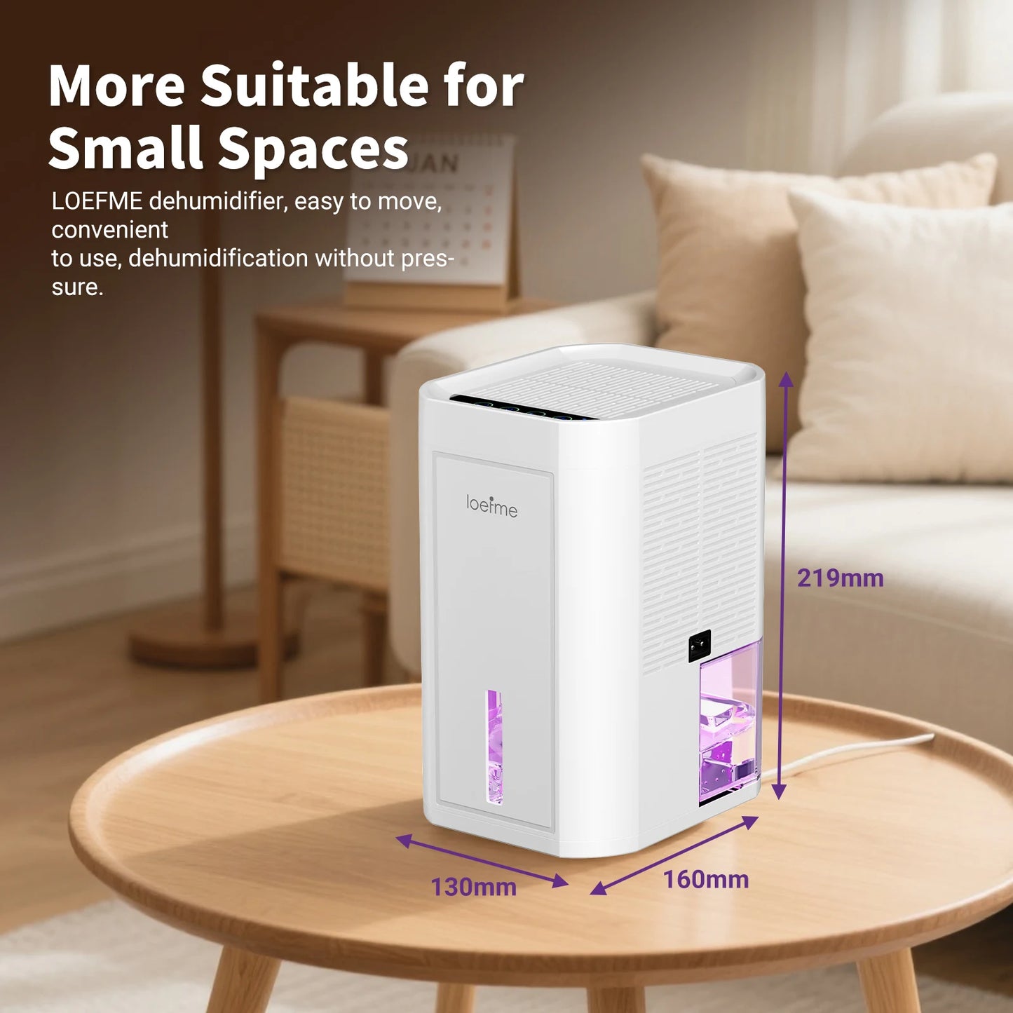 LOEFME 1000ml Portable Dehumidifier for Home Bedroom Office Kitchen Portable Dehumidifier Silent Auto Shut Off 7 Colorful LED.