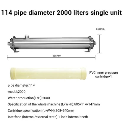 DIVEDEER 600L~3000L household water filter PVDF ultrafiltration purifier with washable pipe type direct drinking water kitchen