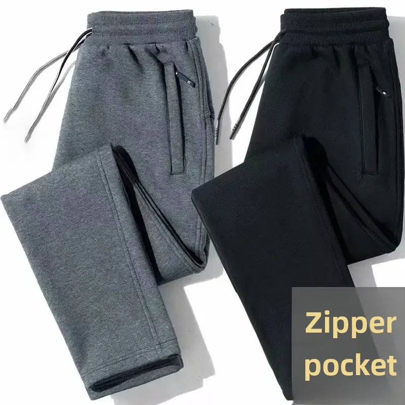 Men's Loose-Fit Fleece-Lined Long Casual Pants Autumn/Winter 2024 Spring/Autumn Korean Style Straight-Leg Pants For Youth.