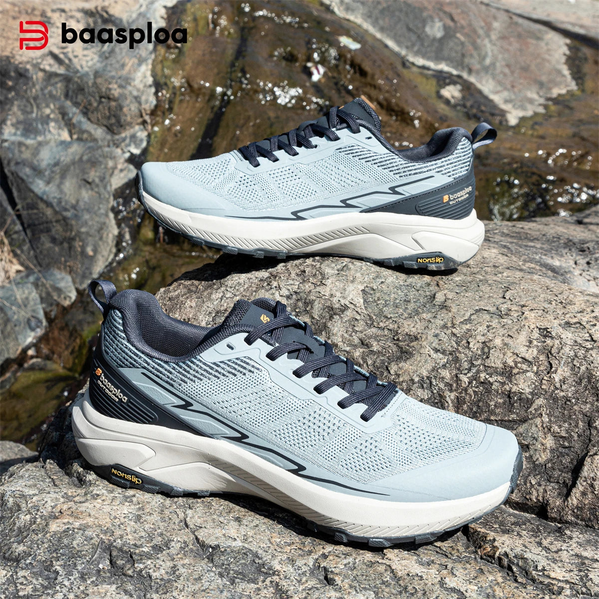 Baasploa Männer Wanderschuhe Komfort Tragen Beständig Outdoor Schuhe Männer Atmungsaktives Mesh Casual Turnschuhe Klettern Nicht-Slip Spitze Up