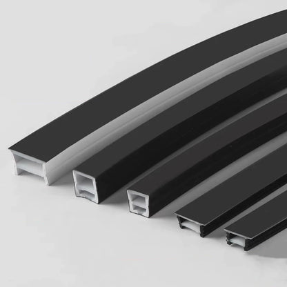 Recessed Black Silicone Tube LED Neon Light Flexible Rope Channel Diffuser WS2811 WS2812B Outdoor Waterproof Ribbon Strip Lights.