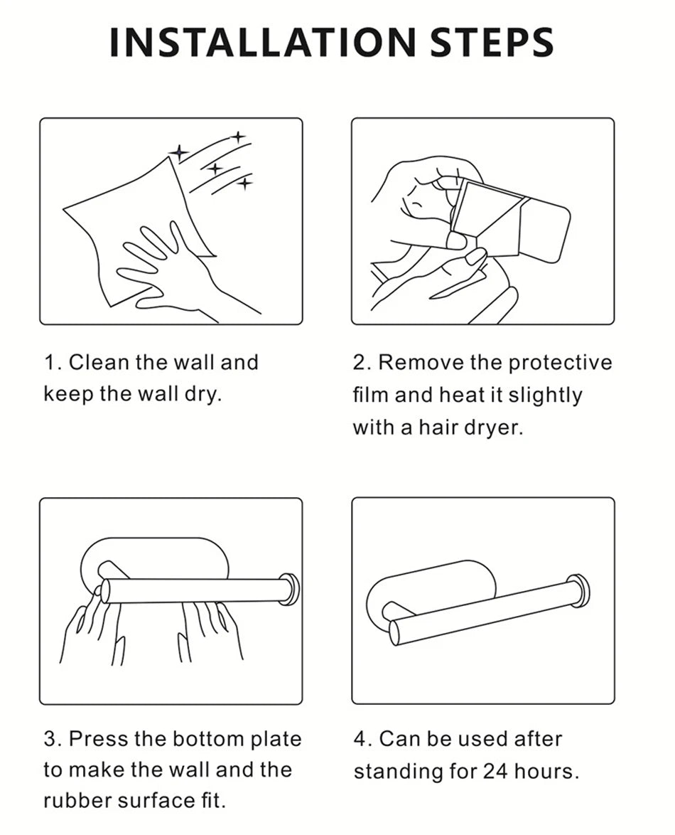 Selbstklebender Papierhalter aus Edelstahl, gebürstetes Gold, Schwarz, Weiß, Ständer für Küche, Badezimmer, Toilettenpapier, Handtuchrolle, Regal, Taschentuch zum Aufhängen