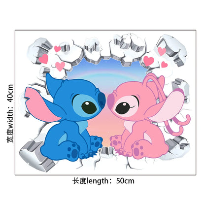 Cartoon Lilo & Stitch Baby Movies Wall Stickers For Kid's Room Kindergarten Living Room Bedroom Wall Decoration Animated Poster.