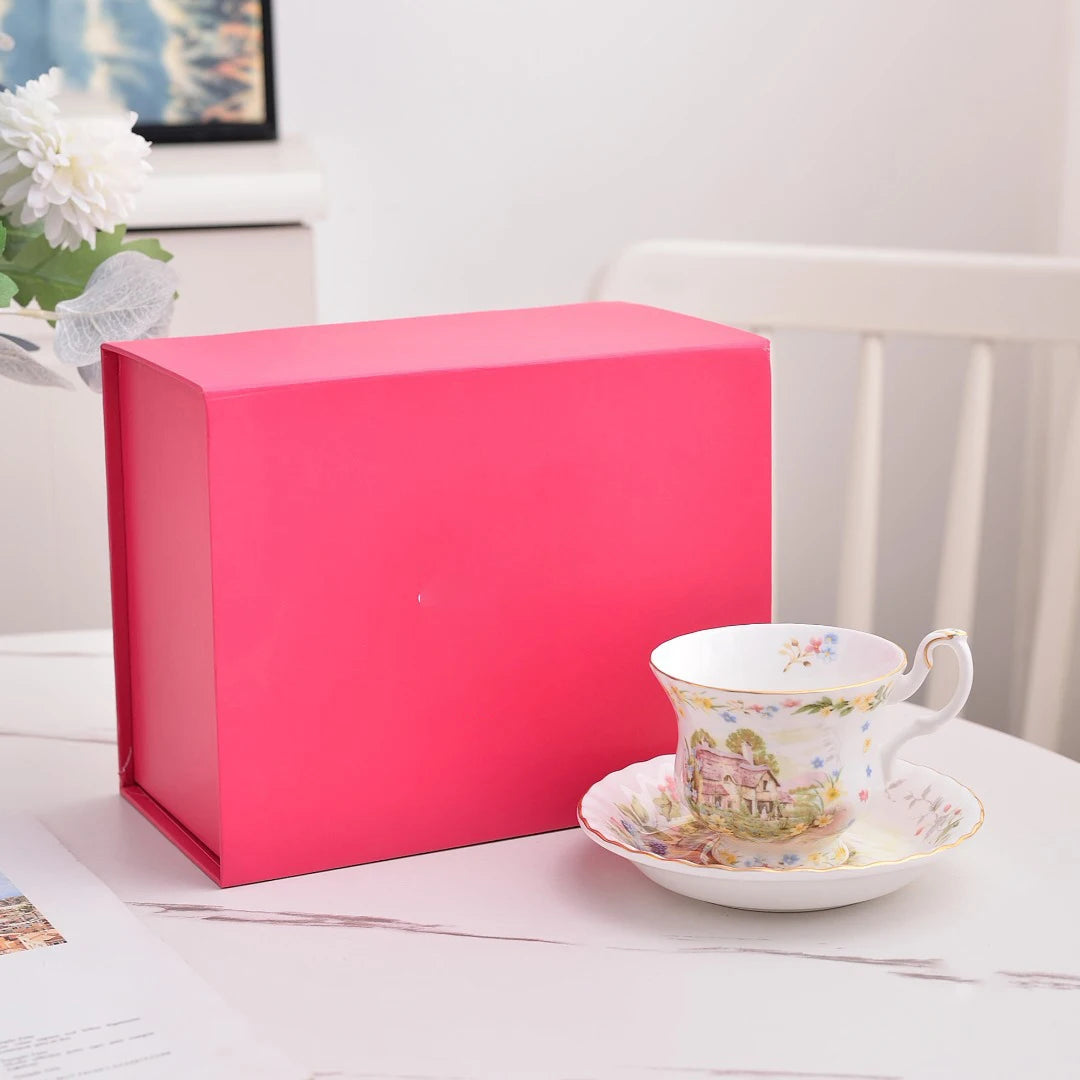 Coffee Cup and Saucer Set Month Flower Mug Bone China Drinking Set Ceramic Cup and Saucer Home Teacup Dessert Saucer Gifts