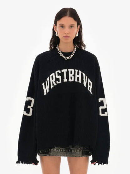 Trendy Lose Brief Jacquard Gestrickte Pullover frauen 2025, Herbst Neue Highstreet Grau Schwarz Weichen Pullover Hottie Vielseitige Stücke