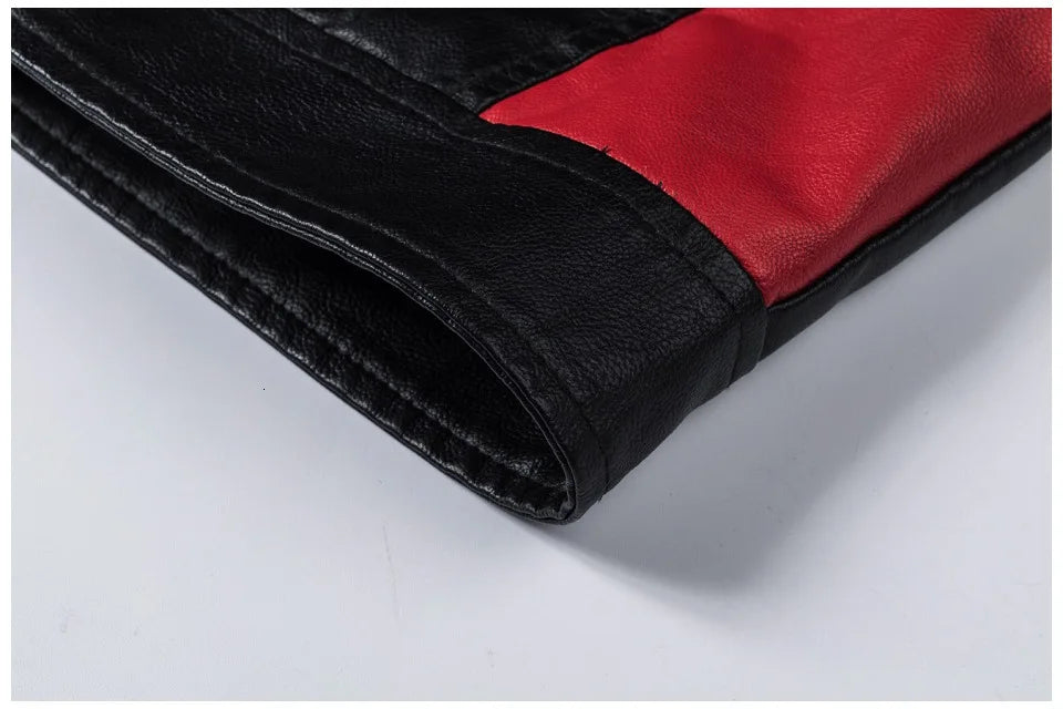 M-5XL Plus Size Men's Motorcycle Leather Jacket Winter Warm Stand Collar PU Biker Coat Casual Streetwear Fleece Lined Outerwear.