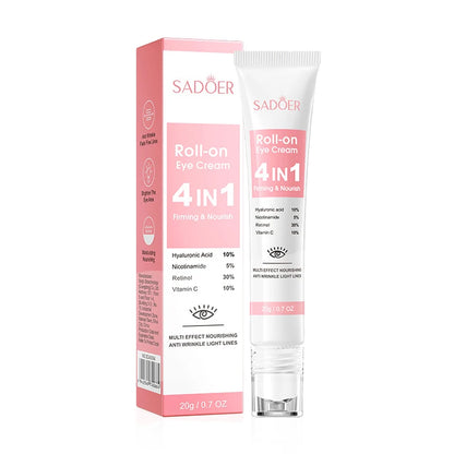SADOER 4in1 Roll-on Moisturizing Eye Cream Anti Dark Circles Eyes Bags Firming Moisturizing Eye Serum Skin Care for Beauty Eyes.