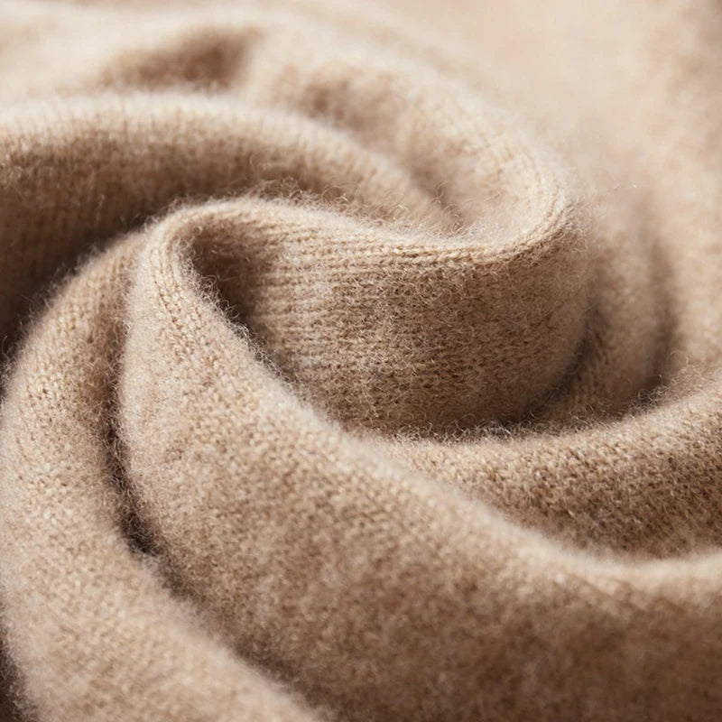 100% Cashmere Sweater Men's Ready-To-Wear Hooded Knitted Pullover Autumn Winter Long Sleeved Sweater Casual Sports Hoodie Top.