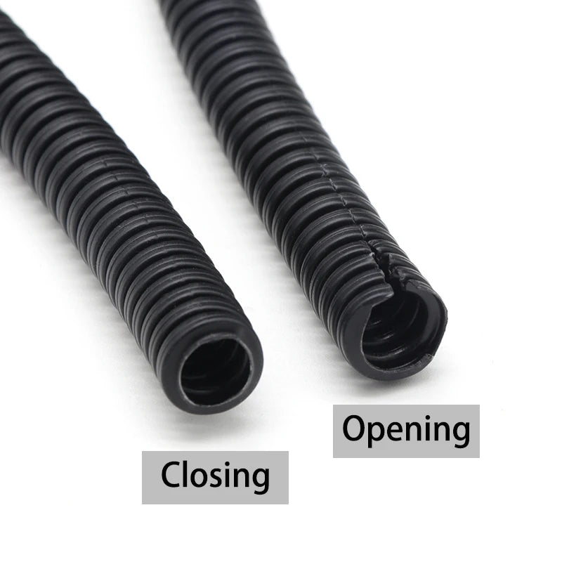 1/5/10M Black Wire Conduit Convoluted Tubing Wire Threading Plastic Sleeve Flexible Split Loom Wire Cover Cable Wrap Protector.