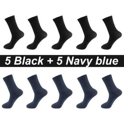 10Pairs/Lot Men Combed Cotton Socks Black Casual Business Breathable High Quality Man Sock New For Male Plus Size EU38-48