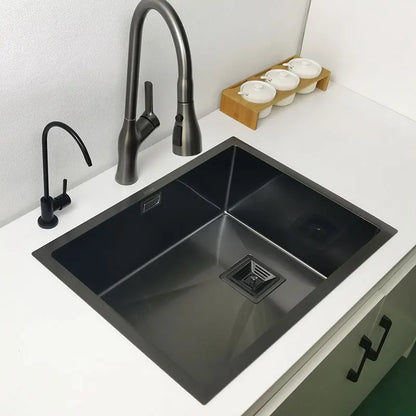 Nano mattschwarzes Küchenspülbecken über der Theke oder Udermount-Spülbecken, Gemüsewaschbecken, Einzelwaschbecken aus Edelstahl für die Küche
