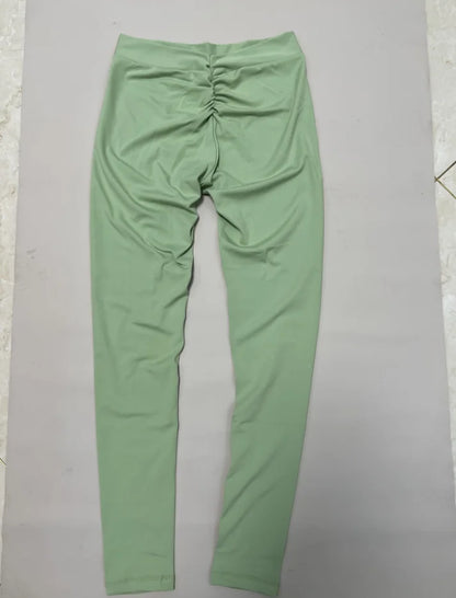 Women V Back Sports Yoga Leggings High Waist Scrunch Gym Sports Leggins Elastic V Cut Training Pants Workout Tights.