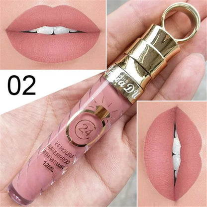 20 Colors Lipstick Waterproof Long Lasting Matte+Shimmer Mental Beauty Lip Gloss Nude Glitter Lip Gloss Beauty Sexy Lip Tint.