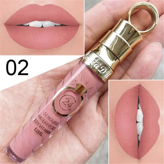 20 Colors Lipstick Waterproof Long Lasting Matte+Shimmer Mental Beauty Lip Gloss Nude Glitter Lip Gloss Beauty Sexy Lip Tint.