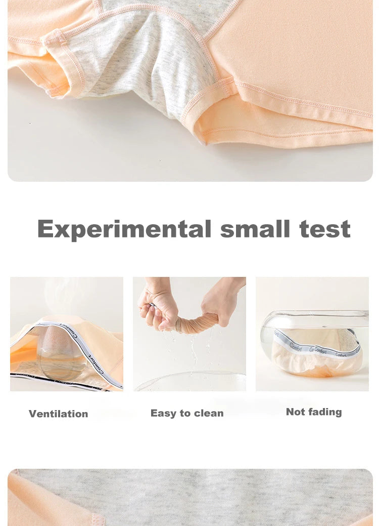 3pcs Cotton Women's Menstrual Panties Physiological Pants Leak Proof Underwear Ladies Period Panty High Waist Safety Briefs.