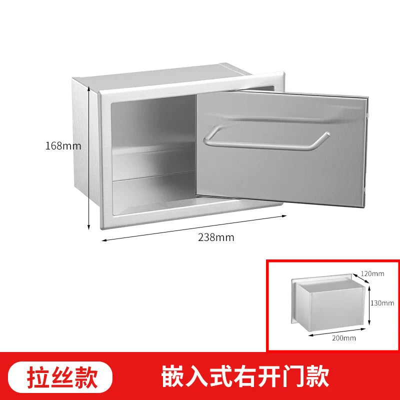 Einbau-Toilettenpapierrollenhalter in Mattschwarz, Aufbewahrungsbox für Seidenpapier aus Edelstahl für Badezimmer, Küche