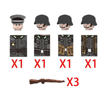 Military WWII Figure Building Blocks Accessories MP40 Rocket Launcher MG42 Officer Army Camouflage Soldier Pzf 98K Toy Gift N029