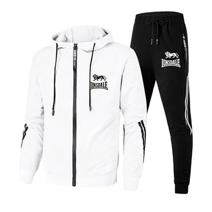 Mens Tracksuit Printing Zipper Hooded Sweatshirt+Slim Sweatpants Set Simplicity Casual Jogging Clothing Fashion Jacket Coat Suit.
