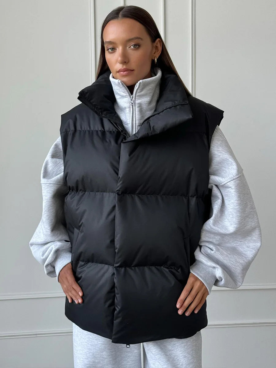 Talenza Damen-Weste aus Baumwolle, neu, ärmellos, sportlich, lässig, einfarbig, Winter, warme Weste, Jacke, Weste, Damen-Baumwolljacke.